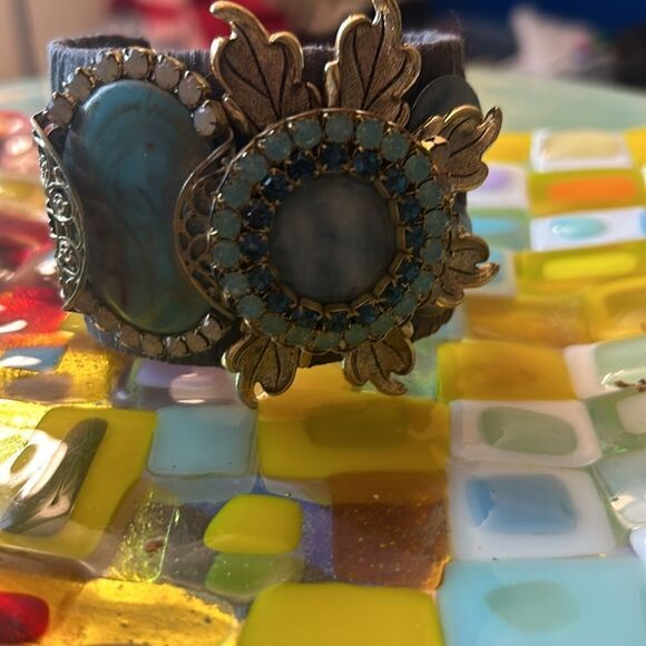 Pretty jewel encrusted cuff with cloth wrapping. - Picture 5 of 7